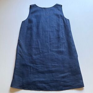 BIASA blue linen blend boat neck sleeveless mini dress